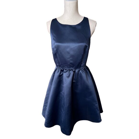 CeCe by Cynthia Steffe blue satin ribbon "CARA" sheath dress formal - Picture 3 of 9